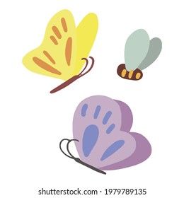 Butterfly Illustration Simple, Butterfly Doodle, Background Simple, Simple Butterfly, Doodle Images, Butterfly Illustration, Hand Drawn Vector Illustrations, Print Decor, Vector Illustrations