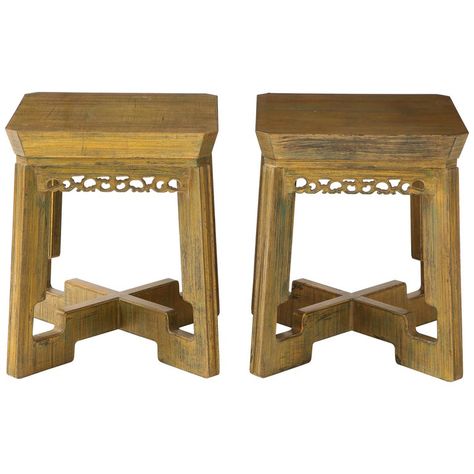 Pair of Custom Side Tables / Nightstands by James Mont | From a unique collection of antique and modern End Tables at https://www.1stdibs.com/furniture/tables/end-tables/. Leather Nightstand, Leather Side Table, James Mont, Park Slope, Glass Side Tables, Modern End Tables, Modern Nightstand, Zebra Wood, Modern Side Table