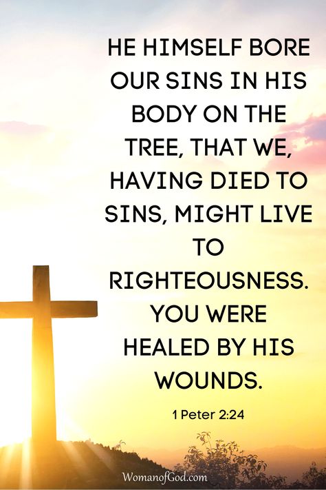 He himself bore our sins in his body on the tree, that we, having died to sins, might live to righteousness. You were healed by his wounds.– 1 Peter 2:24 1 Peter 2:24 Wallpaper, Peter 2:24, 1 Peter 2:24, Rosary Prayers Catholic, Prayer For Mothers, Bible Words Images, Special Friend Quotes, Bible Verse Pictures, Healing Scriptures