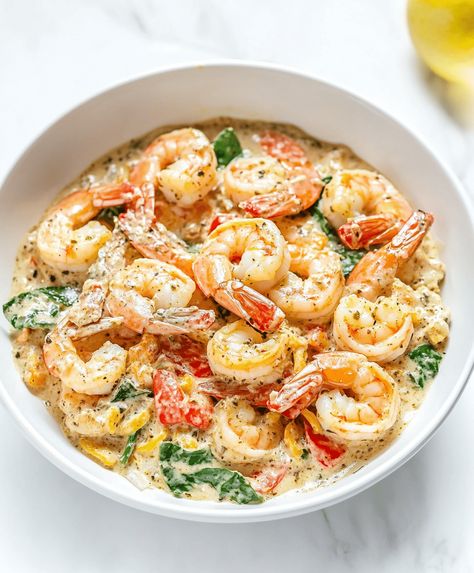 Easy Creamy Tuscan Shrimp Recipe Creamy Tuscan Shrimp, Tuscan Shrimp, Shrimp Recipe, Shrimp Recipes, Prawn Recipes