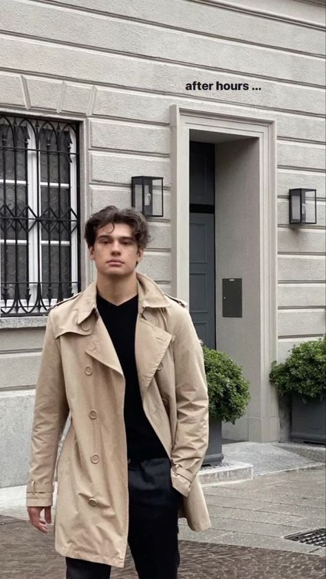 Old Money Jacket Men, Trench Coat Men Aesthetic, Winter Old Money Outfits Men, Grad Aesthetics, Trench Coat Men Outfit, Trench Coat Outfit Men, Trenchcoat Men, Jacket Outfit Casual, Guy Aesthetic Outfits