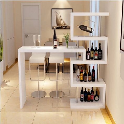 Bar de parede com estrutura branca usada também para a bancada Foto de Stefan Abrams #bar #decor Kitchen Bar Design, Bar Mini, Home Bar Rooms, Modern Home Bar, Bar Sala, Home Bar Design, Home Bar Designs, Home Bar Furniture, Counter Design