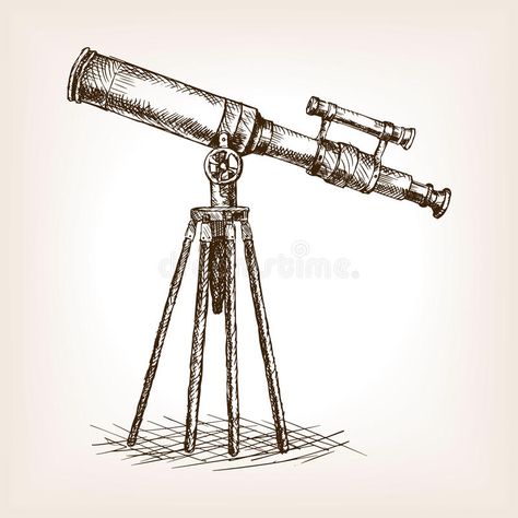 Old telescope hand drawn sketch vector. Photo about design, look, doodle, science, astronomy, drawing, metal, artwork, space, draft, retro, astronomical, rough, sketch - 67670058 Old Telescope, Astronomy Drawing, Doodle Science, Telescope Drawing, Space Drawings, Science Tools, Astronomy Art, Image Swag, Metal Tree Wall Art