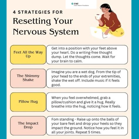 Therapies can reduce stress and improve your quality of life. If your symptoms are too debilitating, it is best to seek help from a qualified therapist who can assess common stressors in your lifestyle and suggest effective ways to combat them. With consistent practice, you can quickly restore balance to your dysregulated nervous system #fmf #nervoussystem #mentalhealth Balancing Nervous System, Dysregulated Nervous System, Health Topics, Counseling Psychology, Central Nervous System, Mental And Emotional Health, Quality Of Life, Emotional Health, Chronic Illness