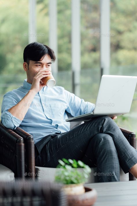 Asian businessman sitting at office window by MaaHoo. Asian businessman drinking coffee at office window #Sponsored #sitting, #office, #Asian, #businessman Manage Money, Office Men, Look Office, Man Office, Men Coffee, Office Window, Man Sitting, Corporate Headshots, Mood And Tone