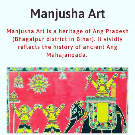 Manjusha Art Manjusha Art, Manjusha Painting, Painting Knowledge, Art Forms Of India, Teaching Culture, Heritage Paint, Indian Culture And Tradition, Ancient Indian Art, School Decoration