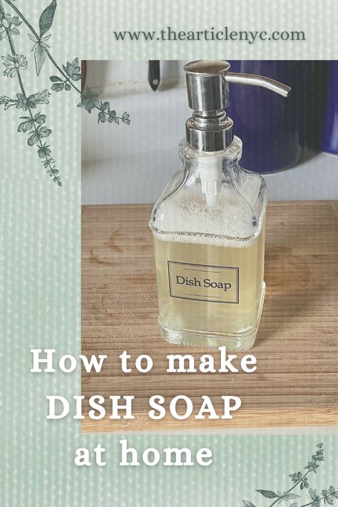 An easy to follow earth friendly dish soap recipe. Make your own washing up liquid dish soap with this simple recipe. It includes all non toxic ingredients. A sustainable swap for your kitchen! Homemade Non Toxic Hand Soap, Homemade Non Toxic Dish Soap, English Ivy Dish Soap, Diy Foaming Dish Soap, Homemade Dawn Dish Soap, Liquid Dish Soap Recipe, Dish Soap Recipe Homemade, Foaming Dish Soap Recipe, Homemade Dish Detergent Liquid