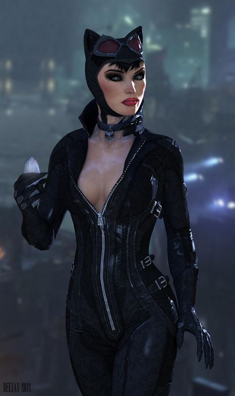 He knows already? by xXxImNotOkayxXx.deviantart.com Eartha Kitt Catwoman, Catwoman Arkham City, Catwoman Arkham, Catwoman Makeup, Catwoman Outfit, Arkham Games, Catwoman Costume, Catwoman Comic, Catwoman Selina Kyle