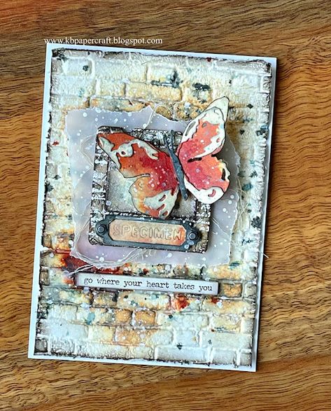 Tim Holtz Dies, 2024 Inspiration, Tim Holtz Cards, Mixed Media Cards, Tim Holtz Sizzix, Atc Cards, Butterfly Cards, Mixed Media Art Journaling, Mix Media