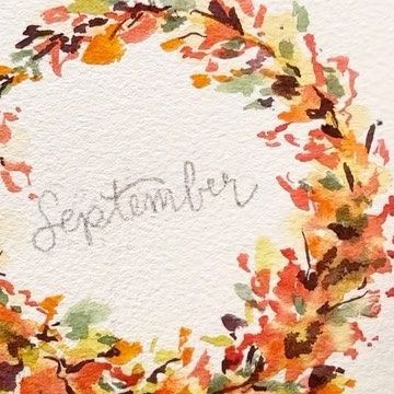 Kristin Van Leuven | Watercolor artist and instructor on Instagram: "I waited until the 21st of September to post this wreath 😆🍁🍂 I wanted this wreath to be loose and almost abstract, but to capture the feeling of bunches of leaves that have colors ranging from green to orange to brown. September to me is that perfect time that represents the beginning of change, where green is still holding on, but the yellows and oranges are pushing through. Paint: @lettersparrow Paper: arches 140 coldpres Watercolor Wreath Simple, Watercolor Fall Wreath, Fall Wreath Watercolor, Fall Wreath Painting, 21st Of September, Polina Bright, Painted Cards, Learning Art, Fall Leaf Wreaths