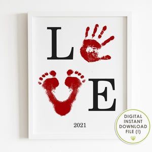 Your Love Helps Me Bloom Handprint Art Baby Toddler | Etsy Handprint Art Valentines Day, Heart Handprint, Handprint Art Kids, Baby Footprint Crafts, Baby Art Crafts, Baby Footprint Art, Ideas Valentines Day, Handprint Gifts, Baby Art Projects