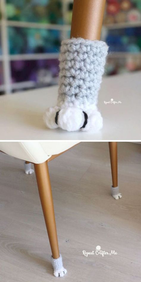 Cat Paw Chair Socks, Crossbody Bag Tutorial, Chair Socks, Home Crochet, Dog Patterns, Chair Table, Valentines Crochet, Booties Crochet, Crochet Things