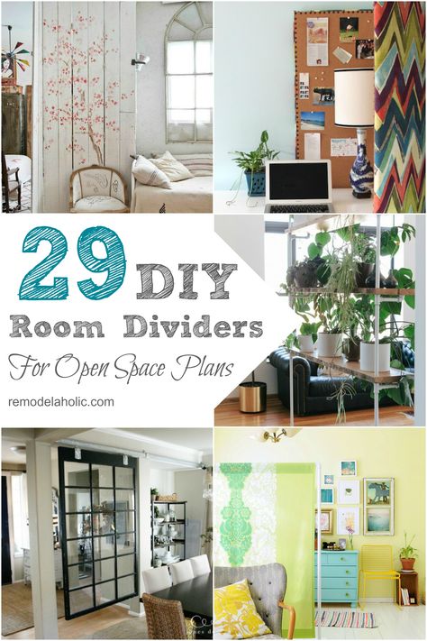 You can create new spaces in your home by building a room divider or two. Get inspired by checking out these 29 inventive and beautiful DIY room dividers! #roomdividers #home Room Divider Ideas Diy, Cheap Room Dividers, Creative Room Dividers, Room Divider Headboard, Room Divider Ideas, Small Room Divider, Temporary Room Dividers, Office Room Dividers, Room Divider Bookcase