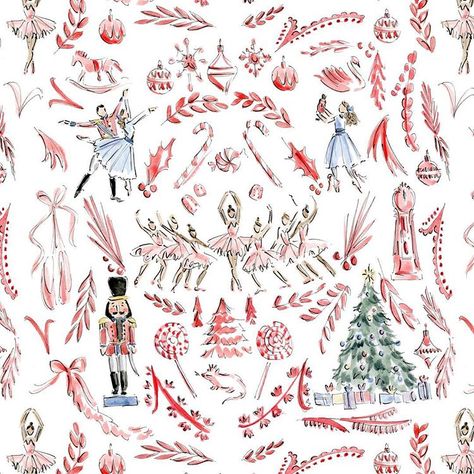 Nutcracker toile 🎄 Riley Sheehey, Christmas Wallpaper, Christmas Pattern, Nutcracker, Christmas Time, Ballet, Trees, Christmas, Red