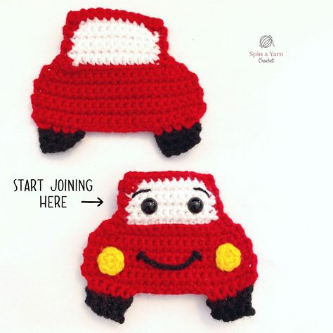 Crochet Cars, Appliques Au Crochet, Crochet Applique Patterns Free, Christmas Craft Show, Crochet Appliques, Crochet Ornament Patterns, Crochet Car, Small Crochet, Crochet Ornaments