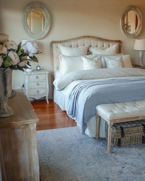 French Provincial Bedding, French Provincial Decor Bedroom, English Country Decor Bedroom, Baby Blue Bedrooms, California Bedroom, Hamptons Bedroom, Provincial Bedroom, French Provincial Bedroom, French Bedroom Decor