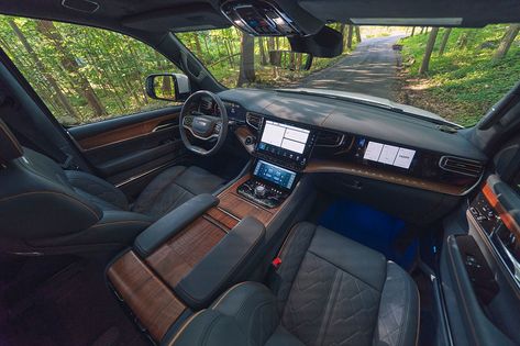 Interior Design | 2024 Grand Wagoneer SUV Interior Design 2024, Jeep Grand Wagoneer, Grand Wagoneer, Large Suv, Jeep Wagoneer, Business Stories, All Terrain Tyres, Grand Caravan, Exterior Trim