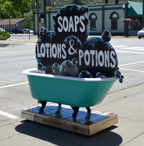 Cast Iron Tub, Moving Truck, Store Interiors, Soap Shop, Sign Making, Store Signs, Retail Shop, Repurpose, Vintage Signs