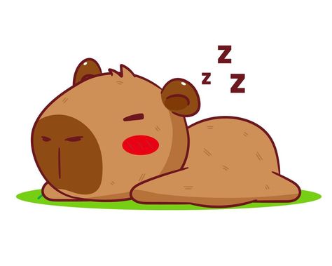 Capybara Sleeping, Sleeping Cartoon, Animal Concept, Cute Capybara, Mascot Logo, Kawaii Animals, Logo Banners, Cityscape Photos, Logo Illustration