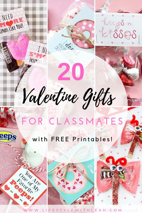 Here are 20 Valentine Gifts for Classmates. Most of these gift ideas have free printables. Snack Valentines Kids, Diy Valentines For Classmates, Preschool Valentine Cards, Gifts For Classmates, Class Valentines Gifts, Toddler Valentine Gifts, Student Valentines, Kindergarten Valentines, School Valentines