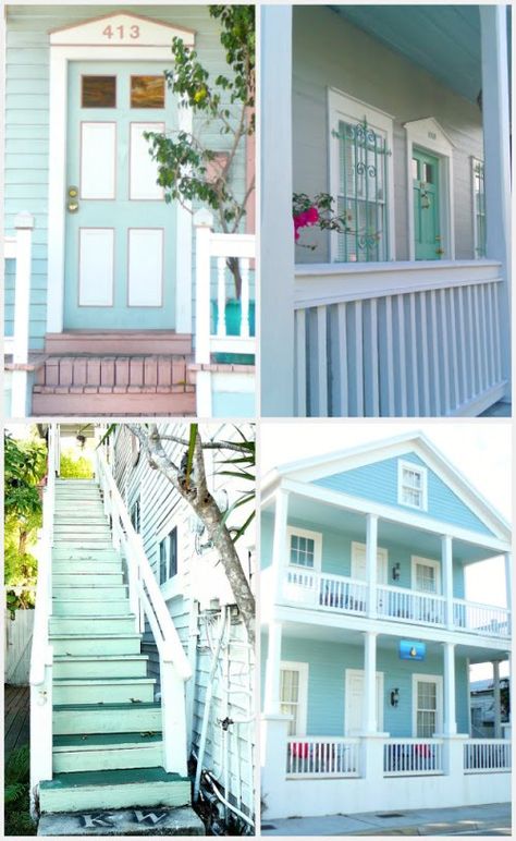 ::: FOCAL POINT :::: KEY WEST: COLOR BLOCKS BLUE BY YOU Key West Style Homes Exterior, Key West Colors, Ranch Floor Plans, Key West Style Homes, Outdoor Cottage, Gilligans Island, Key West Cottage, Key West House, Beach Cottage Design