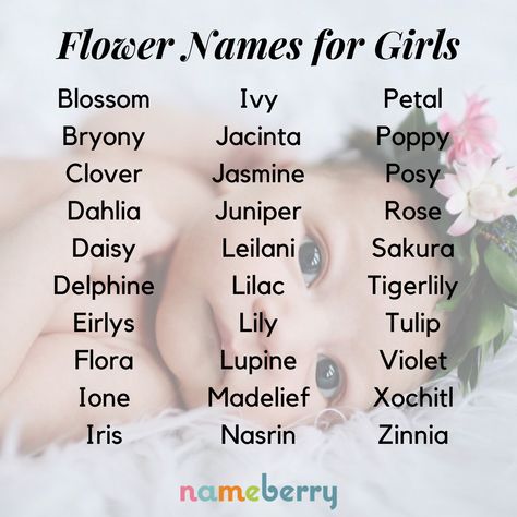 Female Flower Names, Names That Mean Flower, Flower Names For Girls Baby, Flower Names And Meanings, Flower Girl Names, Unique Flower Names, Shane Twd, Names Of Flowers, Flower Names For Girls