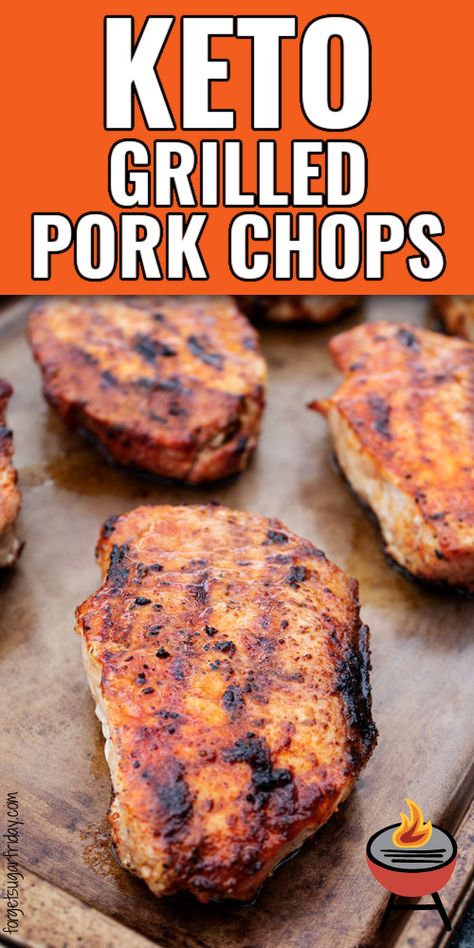 This Keto Grilled Pork Chops recipe is knock-your-socks-off good and so easy to make! Serve this low carb grill recipe as an easy keto dinner recipe or keto meal prep. Low Carb Pork Chop Recipe, Thick Pork Chop Recipe, Low Carb Pork Chops, Healthy Pork Chop Recipes, Keto Dinner Recipe, Grilled Pork Loin, Pork Chop Recipes Grilled, Pork Chop Marinade, Parmesan Crusted Pork Chops