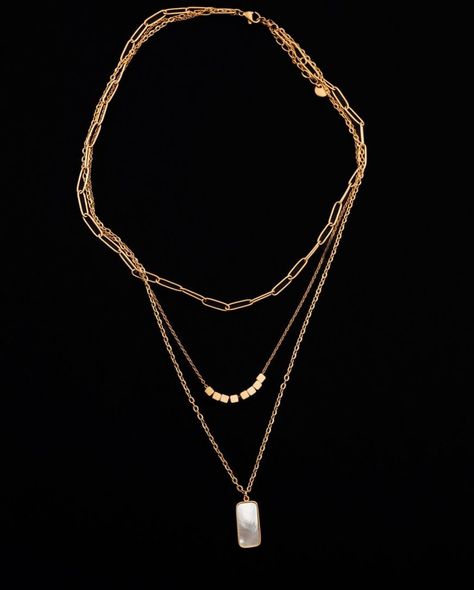 The perfect necklace does exist! Say hello to this triple threat. The Evangeline Necklace will be your go to accessory this season, with the triple classic gold chains and a mother of pearl pendant, she will become your new favorite. Mother Of Pearl Pendant, Triple Threat, Classic Gold, Pearl Pendant, A Mother, Say Hello, Gold Chains, Mother Of Pearl, Chain