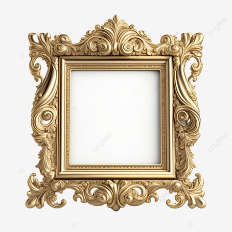 Vintage Golden Frame, Gold Frame Aesthetic, Royalty Frame, Royal Frame, Photo Frame Images, Gold Photo Frames, Golden Border, 1st Birthday Cards, Frame Square