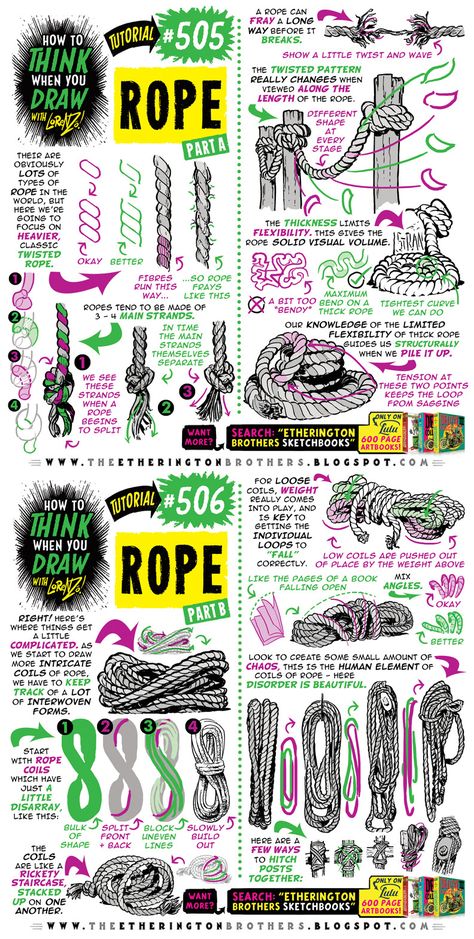 The Etherington Brothers Rope Tutorial, Prosthetic Limbs, Rope Drawing, Etherington Brothers, Graffiti Ideas, Comic Tutorial, Art Advice, How To Think, Art Skills