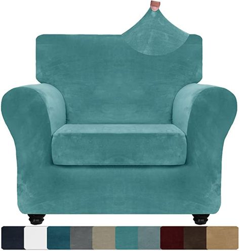 Amazon.com: ZNSAYOTX Luxury Velvet Chair Slipcovers with Arms 2 Piece Stretch Chair Covers for Living Room Thick Soft Armchair Slipcover Anti Slip Dog Pet Friendly Furnitre Protector (Peacock Blue, Chair) : Home & Kitchen Living Room Chair Covers, Pet Friendly Furniture, Types Of Couches, Chair Covers Slipcover, Stretch Chair Covers, Sofa Protector, Old Sofa, Armchair Slipcover, Custom Chair