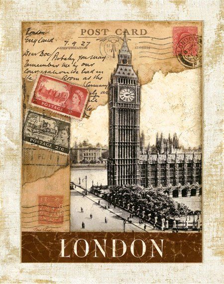 London postcard London Postcard Vintage, Vintage Postcards Printable, Postcard Printable, London Postcard, London Big Ben, Big Ben Clock, Vintage England, طابع بريدي, Etiquette Vintage