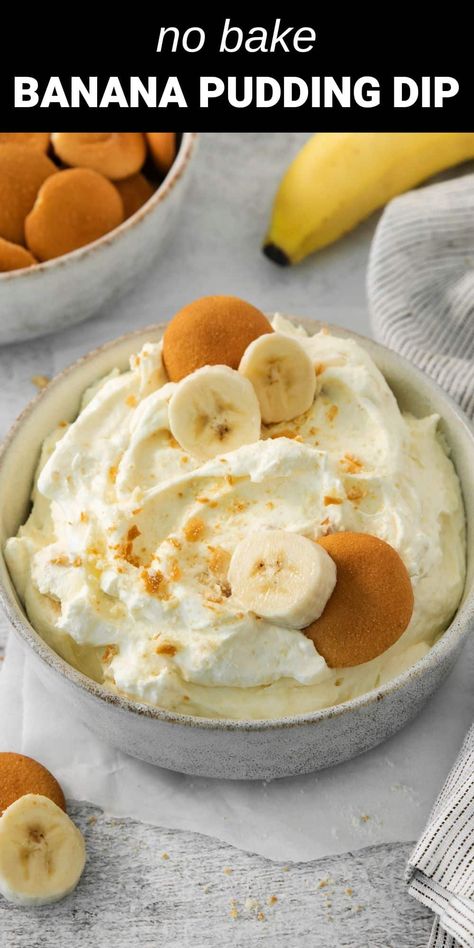 banana pudding dip in white bowl with nilla wafers Banana Pudding Bites, Banana Pudding Dip Easy, Pudding Dip, Banana Pudding Dip, Creamy Banana Pudding, Amazing Easy Recipes, Banana Pudding Desserts, Easy Banana Pudding, Banana Cream Pudding