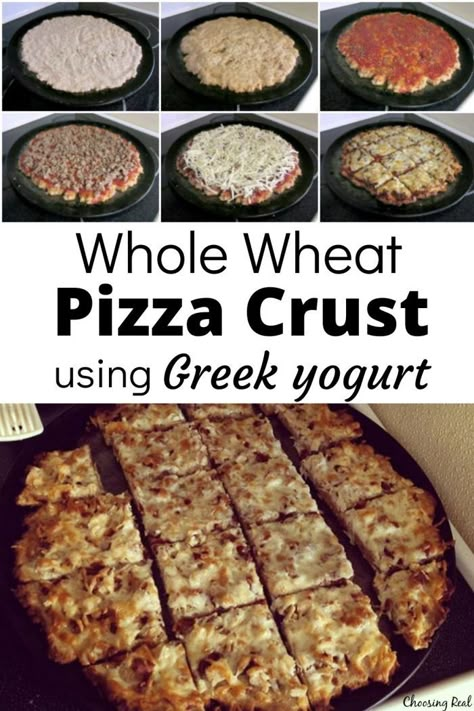 Pizza Dough Whole Wheat, Whole Wheat Pizza Crust Recipe, Yogurt Pizza Dough, Yogurt Pizza, Whole Wheat Pizza Crust, Cream Cheese Pizza, Wheat Pizza Crust, Wheat Pizza Dough Recipe, Healthy Pizza Crust