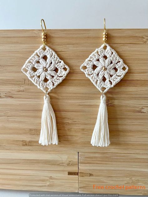 Free Crochet Earring Patterns: Latest 2024 Trends Anting Manik, Crochet Jewlery, Elegant Crochet, Crochet Jewelry Patterns, Crochet Earrings Pattern, Earring Tutorial, Handmade Jewelry Gift, Boho Crochet, Earring Patterns