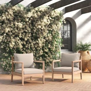 Firenze Acacia | Wayfair Wood Patio Chairs, Best Online Furniture Stores, Luxury Outdoor Furniture, Outdoor Seat Cushions, Patio Lounge Chairs, Wood Patio, Patio Lounge, Patio Sofa, Conversation Set Patio