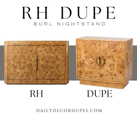 Restoration Hardware Bardot Burl, Burled Wood Nightstand, Burl Wood Sideboard, Burl Wood Cabinet, Burl Wood Furniture, Burl Wood Nightstand, Burl Nightstand, Restoration Hardware Bedroom, Night Stand Table