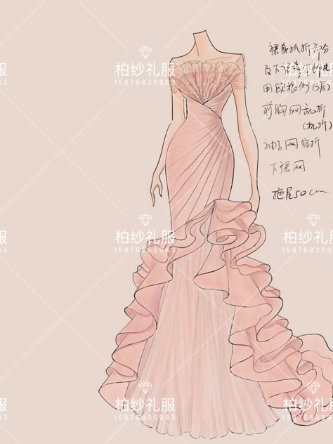 Party Dress Drawing, Prom Dress Sketch, Dress For Pageant, Cheongsam Design, Wedding Cheongsam, Evening Dress Wedding, Clo 3d, Queen Dresses, Fashion Illustrations Techniques