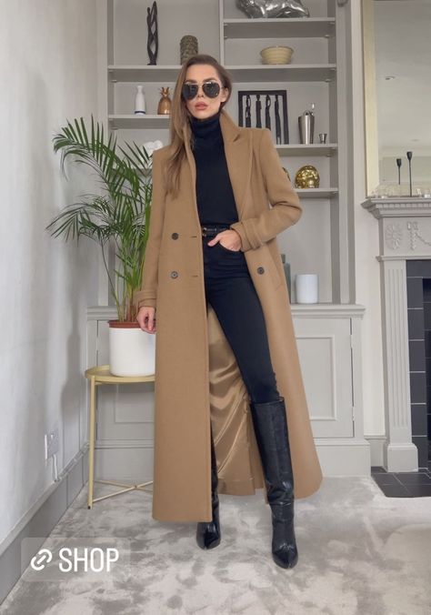 Tan Coat Outfit Winter, Winter Coat Outfits Casual, Tan Coat Outfit, Women Coat Outfit, Brown Coat Outfit, Wool Coat Outfit, Old Money Winter, Coat Outfit Casual, Long Coat Outfit