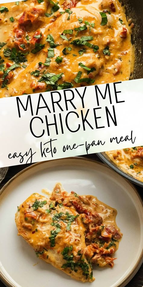 This Marry Me Chicken is an impressive and easy keto one-pan meal that is restaurant-quality! Tender chicken is simmered in a rich, decadent, and delicious Tuscan-inspired sauce. Keto Marry Me Chicken, One Pan Recipe, Marry Me Chicken Recipe, Marry Me Chicken, Pan Recipe, Chicken Easy, Chicken Tender Recipes, Duck Recipes, Yummy Chicken Recipes