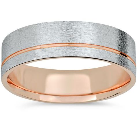 Brushed Mens Wedding Band, Mens Wedding Bands Brushed, White Gold Wedding Band, Wedding Anniversary Rings, White Gold Wedding Bands, Wedding Rings Rose Gold, Rose Gold White, White Gold Wedding, Diamond Rings Bands