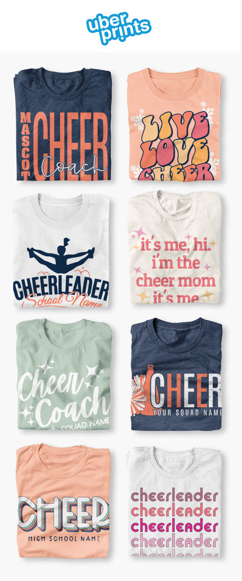 Customize your cheer tees. Design your own or customize one of our cheerleading design ideas. Cheerleading Tshirt Designs, Cheerleader Tshirt Designs Ideas, Cheer Shirts Designs, Cheer Tshirt Designs, Cheerleading Tshirts, Crazy Crafts, Anthropologie Christmas, Cheerleading Shirts, Cheer Shirt