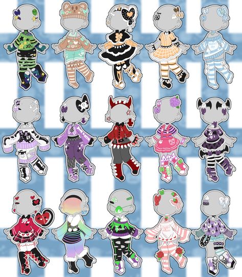 Mixed Outfit Adopts (closed) by Horror-Star on DeviantArt Cute Outfit Ideas Drawing, Free Adoptables, Cute Anime Outfits, Clothing Design Sketches, Drawing Anime Clothes, Cute Kawaii Drawings, Fashion Design Drawings, Drawing Clothes, Kawaii Drawings