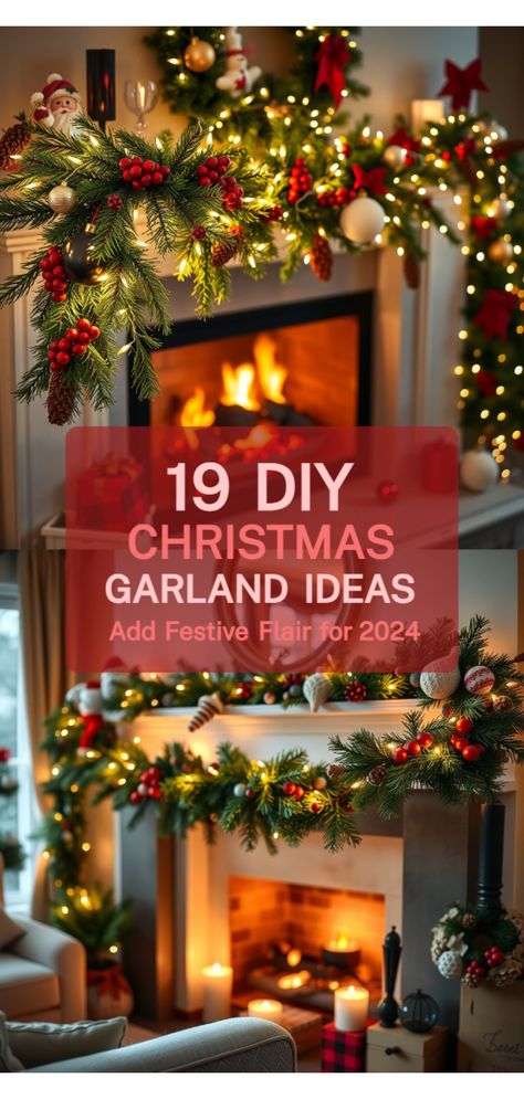 DIY Christmas garland ideas Beaded Christmas Garland Ideas, Hallway Christmas Garland, Doorway Garland Christmas Indoor, Decorating With Christmas Garland, Christmas Fireplace Garland Ideas, Garland For Mantle Christmas, Decorating Christmas Garland, Christmas Garland Ideas Doorway, Garland On Light Fixture