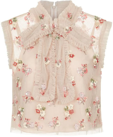 Blouses Sleeveless, Flower Print Shirt, Flower Print Blouse, Pink Floral Blouse, Sequin Blouse, Sequin Shirt, Needle Thread, Tie Neck Blouse, Embellished Top