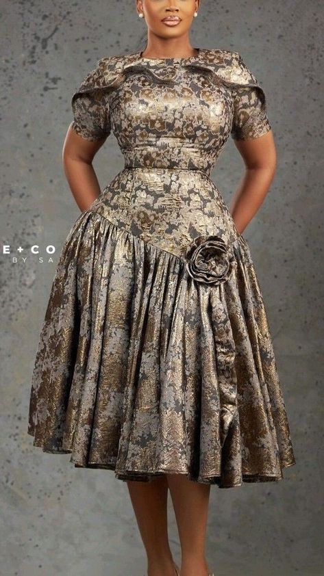 Classy Flare Dress, Pleated Ankara Dress Styles, Damask Gown Styles For Ladies, Flared Gowns For Women, Brocade Gown Styles For Ladies, Flay Ankara Gown Styles, Flare Gown Styles Material, Brocade Styles For Ladies, Ankara Dress Styles Gowns Classy Flare