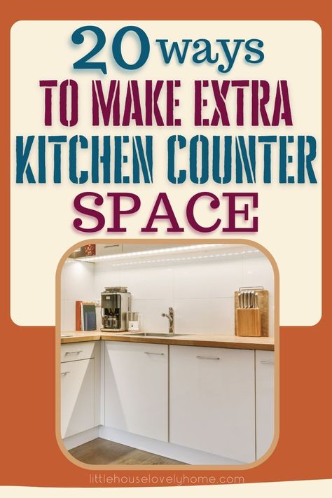 Maximize your kitchen's potential with these brilliant ideas for creating extra counter space! From clever storage solutions to practical countertop extensions, you'll find inspiration to optimize your cooking haven. Click now to explore the full article and join us for more innovative kitchen ideas! Add Kitchen Counter Space, More Kitchen Counter Space, Maximise Kitchen Space, Expandable Kitchen Counter, Creating More Counter Space In Kitchen, Adding More Counter Space In Kitchen, Diy Counter Extension, Small Kitchen Storage Ideas Organizing Counter Space, No Counter Space Kitchen Ideas