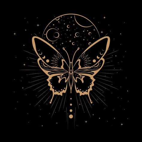 Moon Butterfly Tattoo, Celestial Art Illustrations, Butterfly Moon Tattoo, Moon Stars Aesthetic, Celestial Bronze, Astrology Illustration, 90s Celestial, Moon Stars Art, Celestial Aesthetic