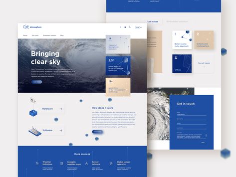 Atmosphere homepage by Kate Navy Blue Website Design, Blue Website Design, Website Style Guide, Webpage Design Layout, Blue Website, Website Design Inspiration Layout, Creative Website Design, Infographic Design Template, Ui Design Website