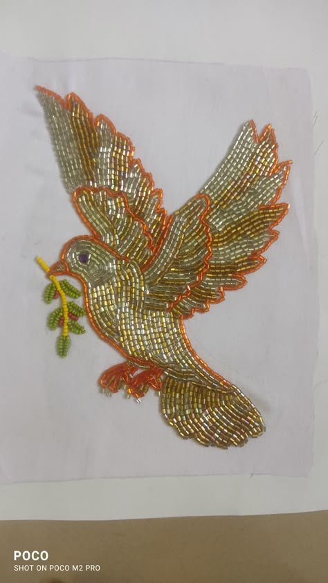 Birds Aari Work Designs, Chamki Work Designs Aari Blouse, Parrot Aari Work Designs, All Beads Aari Work Design, Birds Embroidery Designs On Blouse, Aari Design Pattern, Chamki Work Designs, Chamki Work Designs Aari, Beads Work Embroidery Design